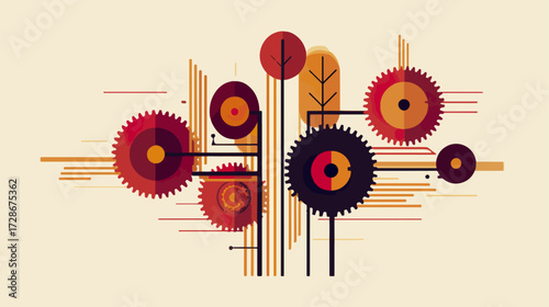 Abstract gears and trees design