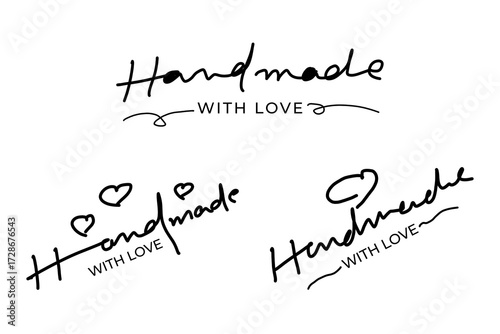 Hand Drawn Handmade with Love Lettering Set Transparent PNG