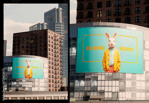 Curved Urban Billboard Mockup