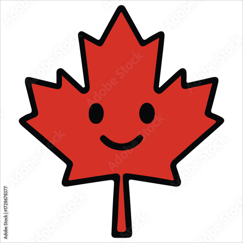 Canada Day Sharp Maple Leaf Emblem Illustration in Bold Red Color