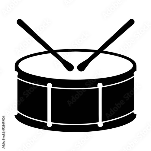 Drum set illustration with drumsticks for musical instrument percussion vector graphic design