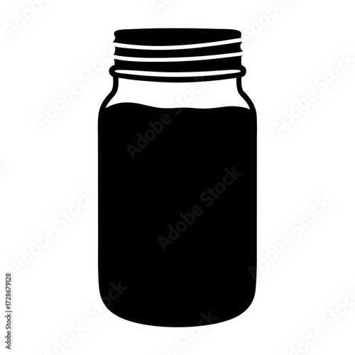 Black mason jar vector illustration for canning food storage preservation and decoration design