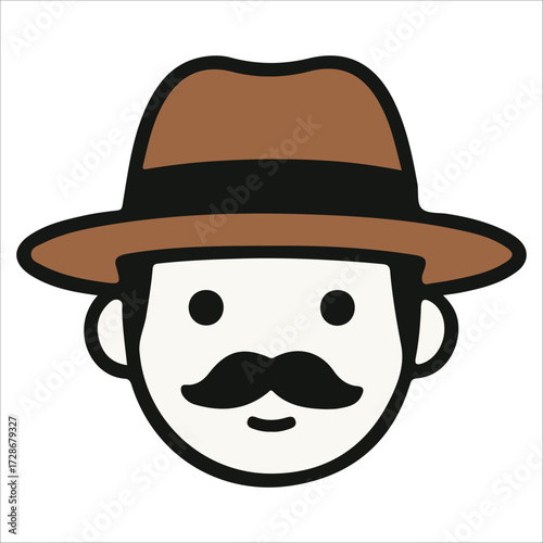 Canada Day Mountie Character Illustration with Brown Hat and Mustache