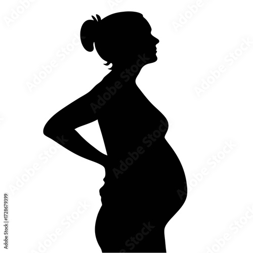 Silhouette of pregnant woman expecting baby vector illustration maternity pregnancy health care
