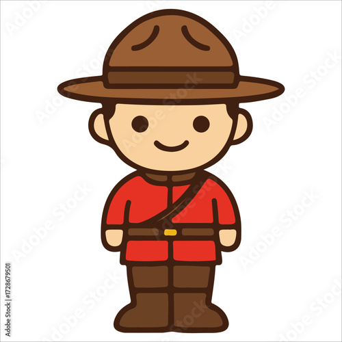 Canada Day Boy Scout Illustration in Red Uniform and Hat