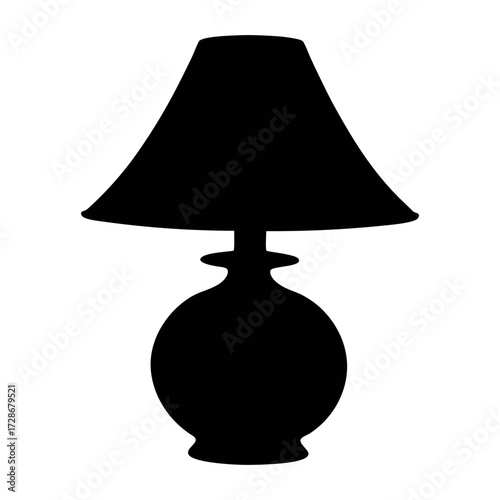 Black silhouette of table lamp with lampshade vector illustration for interior design decor