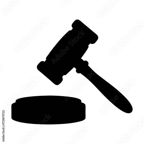 Auction gavel law justice court judge legal hammer symbol silhouette icon vector graphic image