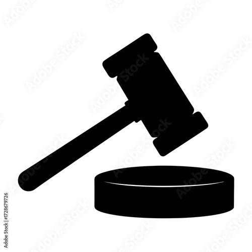 Gavel auction judge court law legal hammer justice symbol authority decision silhouette vector icon