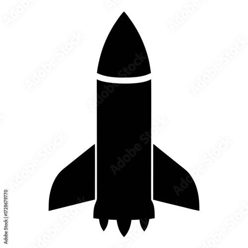 Black rocket ship vector illustration for space exploration and technology projects design use