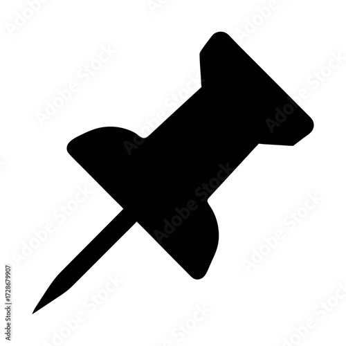 Black push pin vector graphic for notice board bulletin board or map marking design element