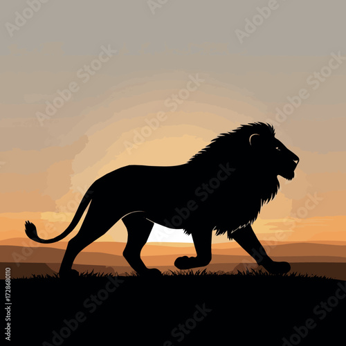 Photography lion silhouette vector