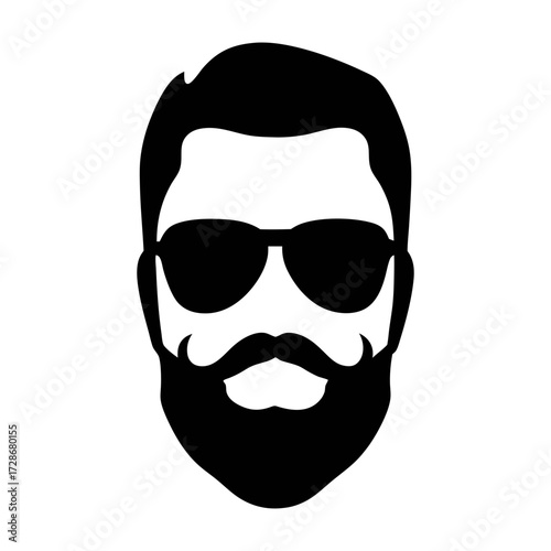 Download stylish hipster man with beard and sunglasses vector illustration graphic design image