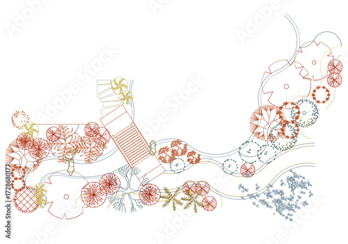 Top View Vector Icons of Trees and Plants for Floor Plan and Architectural Design Projects	