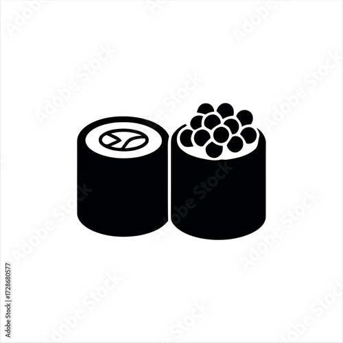 Minimal nigiri sushi icon with chopsticks. A modern design ideal for restaurant menus, food apps, or Japanese cuisine graphics