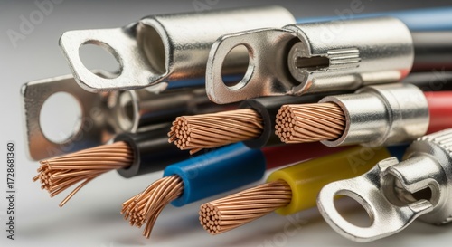 Assortment of Electrical Wires and Crimp Terminals.
