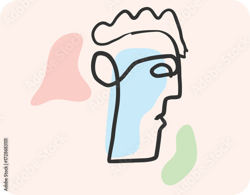 modern face  line art illustration hand drawn
