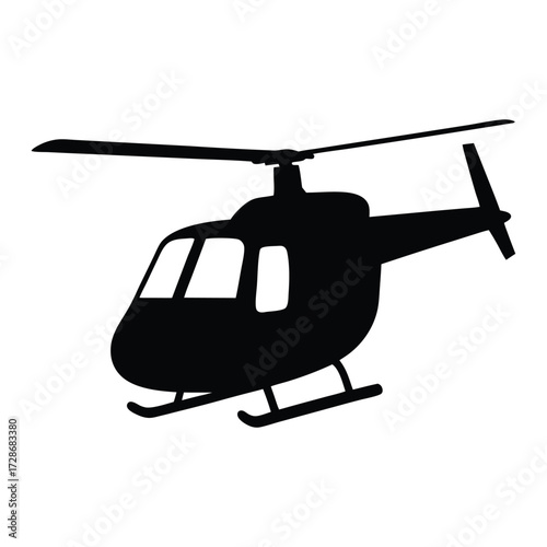 Helicopter vector graphic black silhouette aviation transportation air travel design element