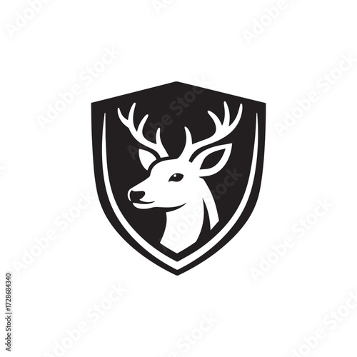 Elegant deer head shield emblem symbolizing strength, protection, and refined sophistication. 