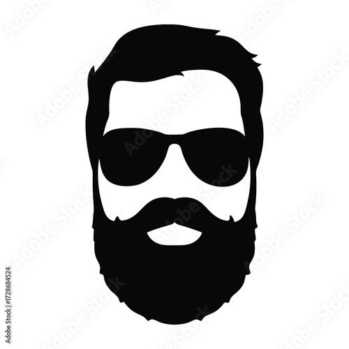 Vector illustration of a bearded man with sunglasses cool hipster style graphic design art