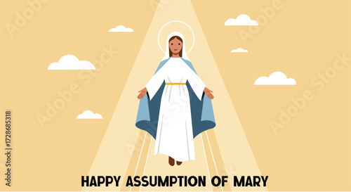 Assumption of Mary Vector Illustration – Christian Feast Day Celebration