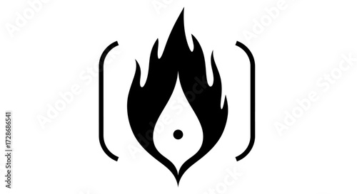 flame icon with eye in middle and abstract shapes around it