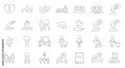 Mental Health Support Icon Set - Therapeutic Concepts