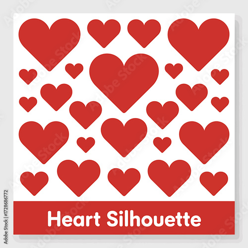 Collection of Red Heart Silhouettes on White Background Symbolizing Love and Affection Perfect for Valentines Day