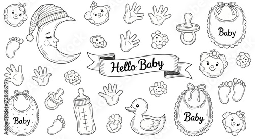 Cute Baby Icons Clipart for Newborns and Infants