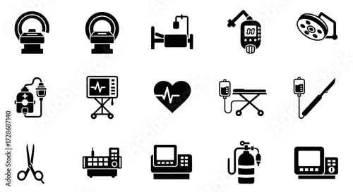 Medical Icons Set - Health Care Technology and Equipment Icons