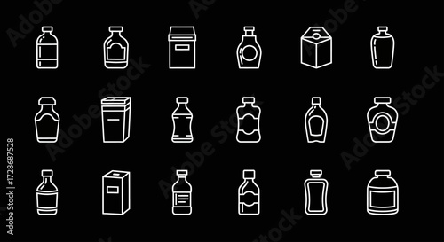 Collection of icons representing bottles and containers for products