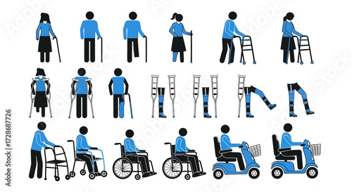 Disability and Mobility Aid Icon Set