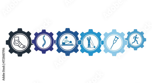 Physiotherapy icons set, rehabilitation and medical treatment concept