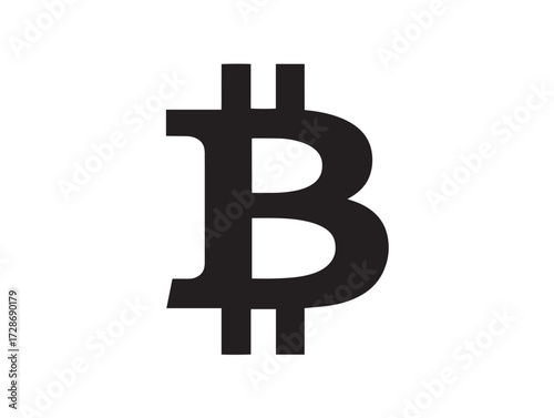Stylish Cryptocurrency Bitcoin Icon in Minimal Silhouette Vector Illustration Artwork