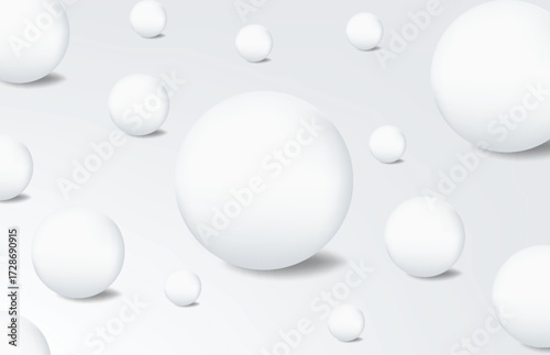 Minimal 3D white spheres floating on light background with soft shadows and glossy highlights, modern abstract geometric composition ideal for branding, digital wallpaper, and elegant design.