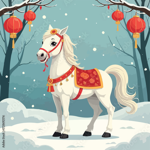 horse, animal, vector, illustration, cartoon, stallion, farm, pony, running, design, nature, silhouette, mammal, symbol, equestrian, mane, new year, christmas, wild, art, gallop, pet, year, winter