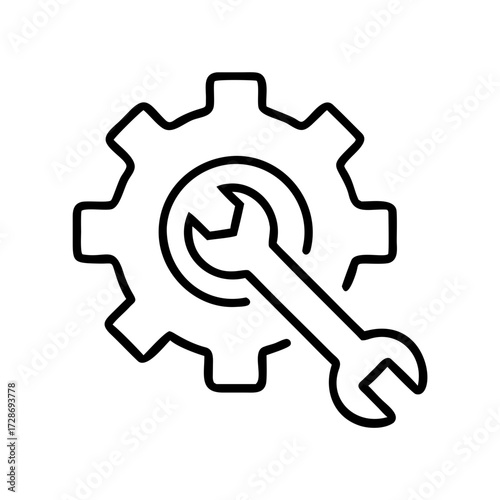 Gear and wrench icon symbolizing mechanical repair and engineering  
