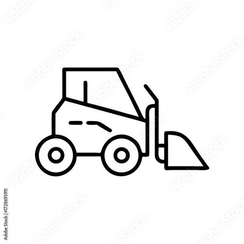 Line art illustration of a construction skid steer loader  