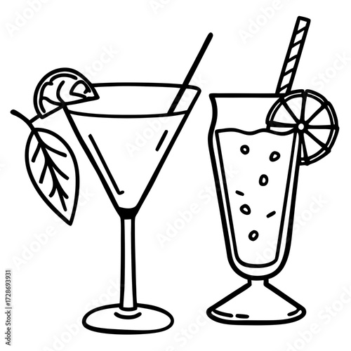 cocktail with ice and lime