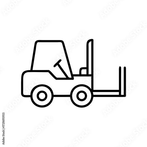Forklift vehicle icon in minimalistic design style  