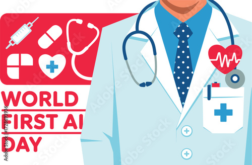 Professional medical doctor in uniform ready to help on World First Aid Day
