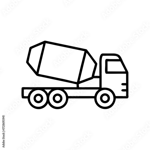 Concrete mixer truck in outline style for construction projects  