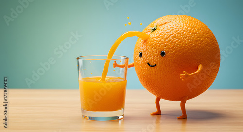 Self-Serve Orange: Whimsical Fruit Pouring Juice