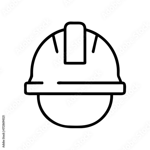 Safety helmet icon in simple line art design  