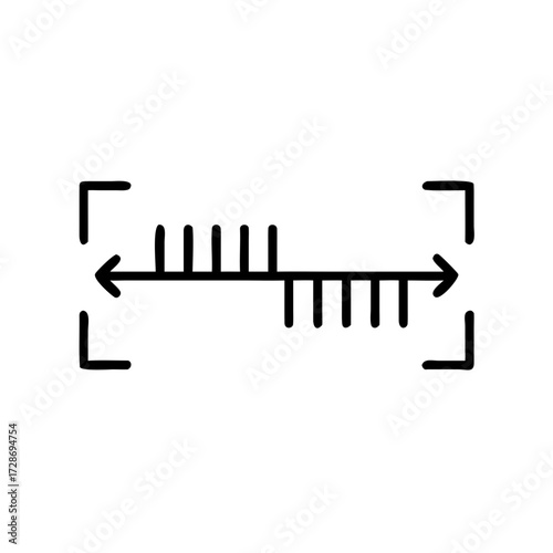 Measurement scale icon with arrows indicating length and width  