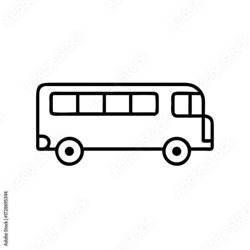 Line art illustration of a side view bus in simple style  