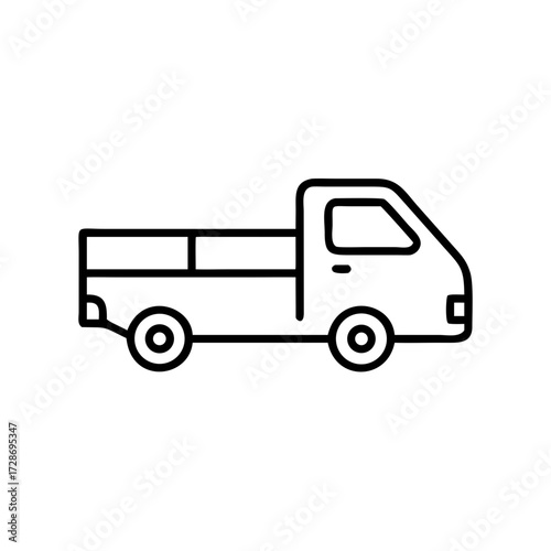 Line drawing of a delivery truck in side view  