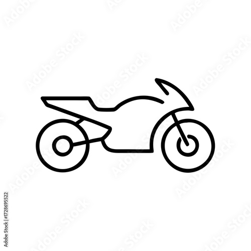 Minimalist outline of a motorcycle in black and white design  