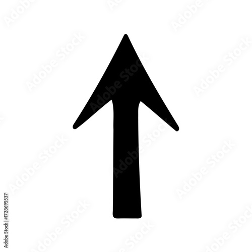 Simple black arrow pointing upwards, directing to the top position clearly