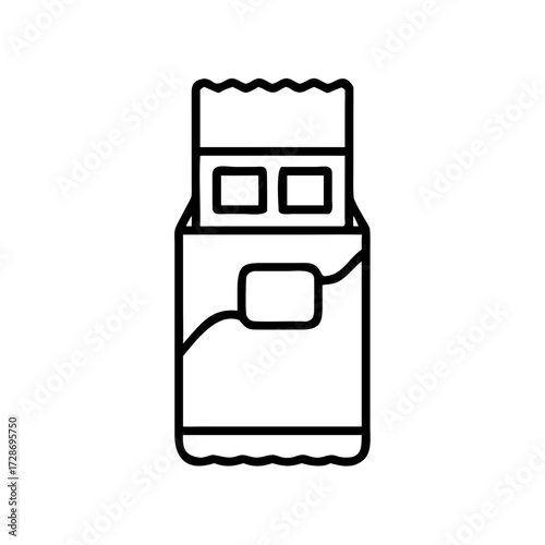 Snack bar in simple line art style on white background  