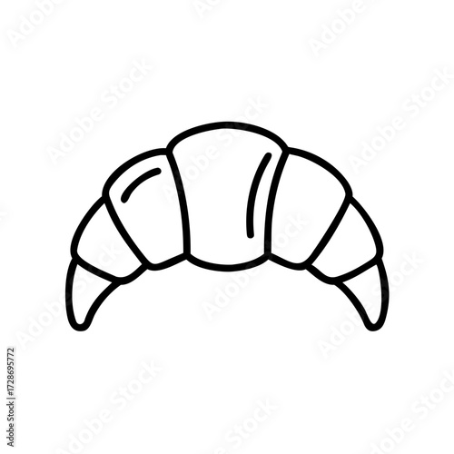 Outline of a croissant in simple black line art  